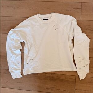 Lily and Lottie White Distressed Long Sleeve Sweatshirt